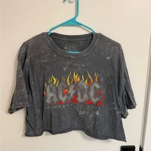 AC/DC Distressed Gray Tee cropped graphic